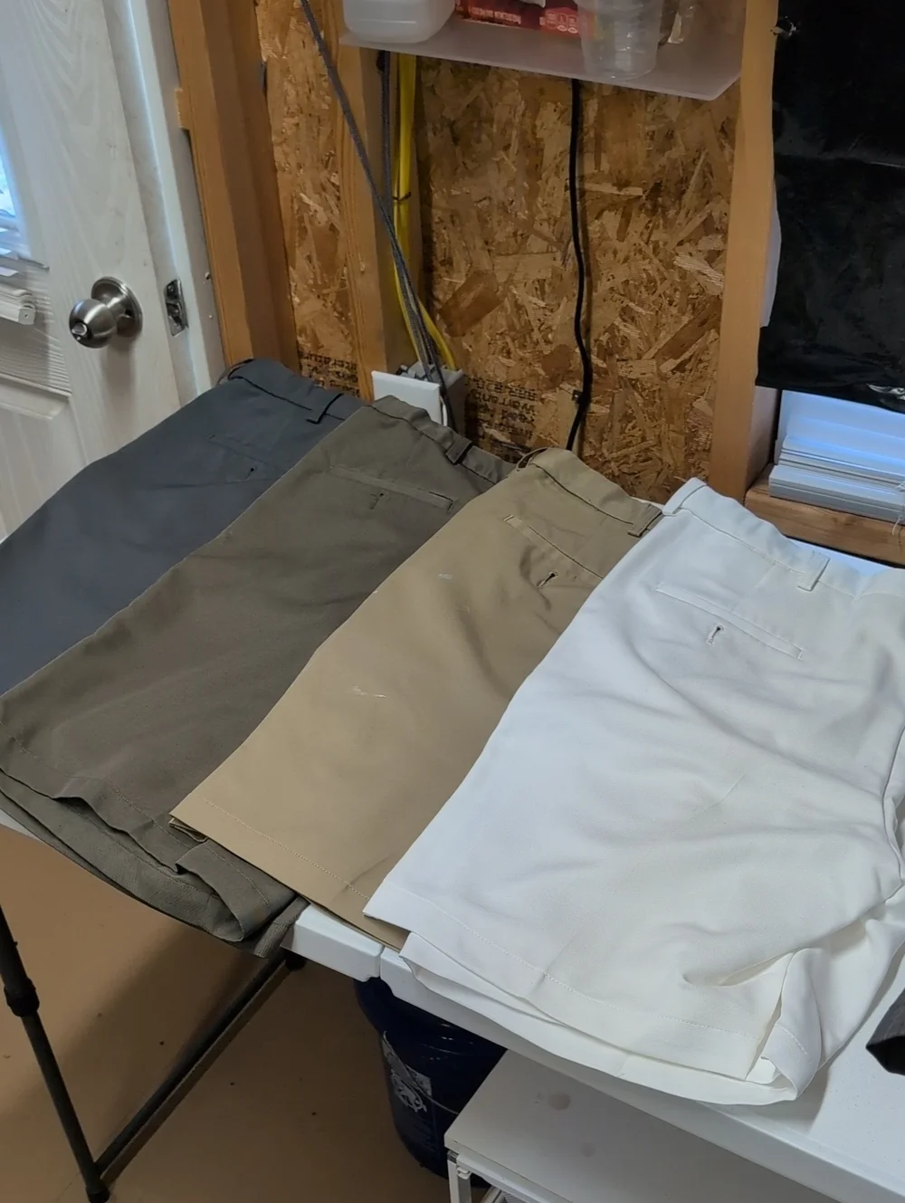 4-Men's Classic Flat-Front Shorts Bundle - White, Khaki, Olive, Gray